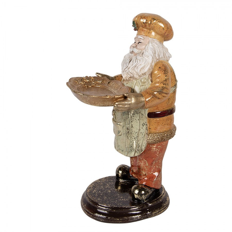 Clayre & Eef Dekofigur „Weihnachtsmann mit Servierschale“ aus Polyresin, 15x18x31 cm (6PR6049)