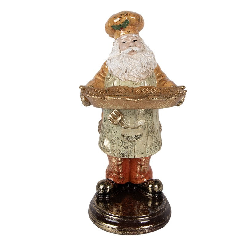 Clayre & Eef Dekofigur „Weihnachtsmann mit Servierschale“ aus Polyresin, 15x18x31 cm (6PR6049)