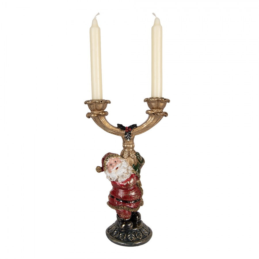 Clayre & Eef Kerzenhalter „Weihnachtsmann Nostalgie“ aus Polyresin, 17x10x28 cm (6PR6050)