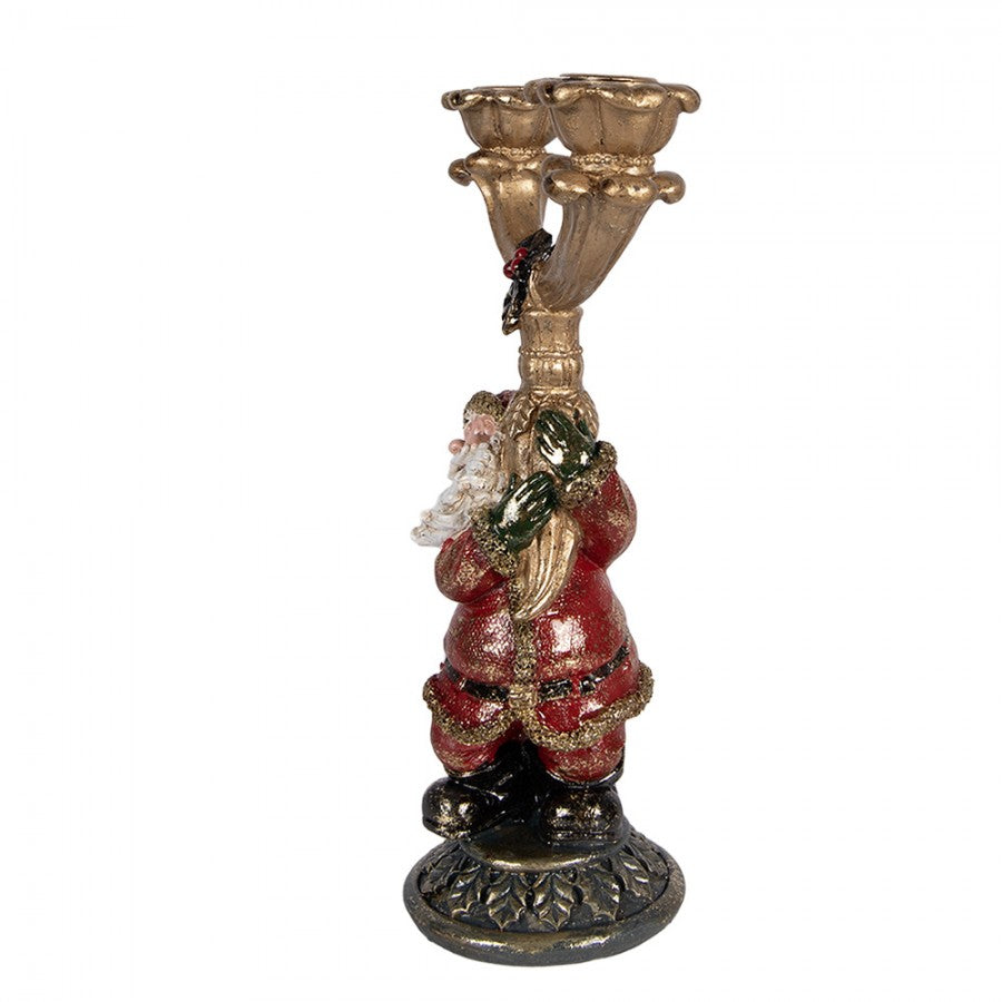Clayre & Eef Kerzenhalter „Weihnachtsmann Nostalgie“ aus Polyresin, 17x10x28 cm (6PR6050)