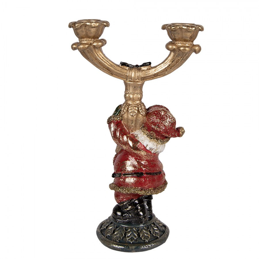 Clayre & Eef Kerzenhalter „Weihnachtsmann Nostalgie“ aus Polyresin, 17x10x28 cm (6PR6050)