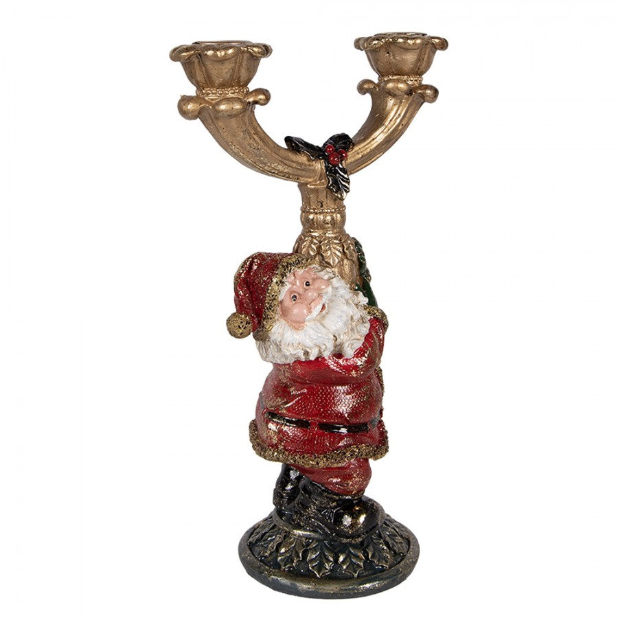 Clayre & Eef Kerzenhalter „Weihnachtsmann Nostalgie“ aus Polyresin, 17x10x28 cm (6PR6050)