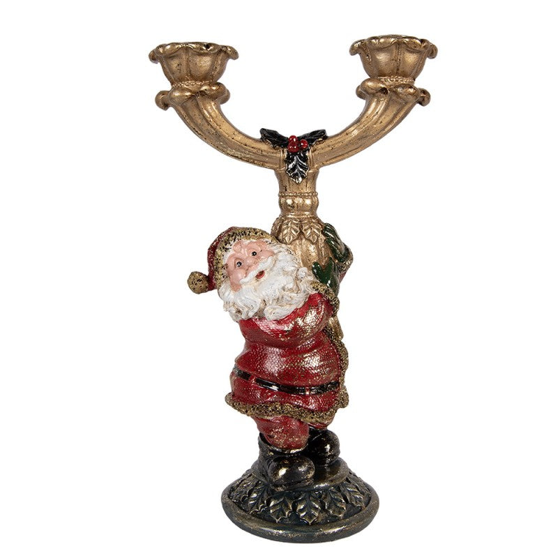 Clayre & Eef Kerzenhalter „Weihnachtsmann Nostalgie“ aus Polyresin, 17x10x28 cm (6PR6050)