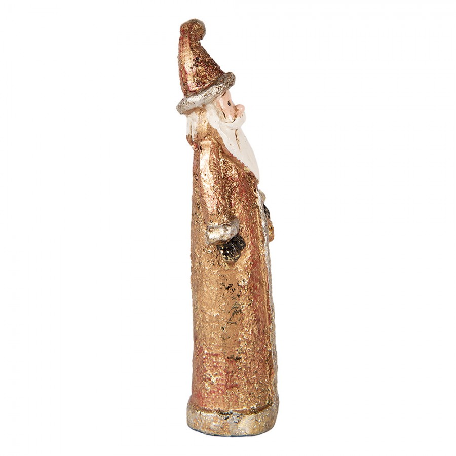 Clayre & Eef Dekofigur „Weihnachtsmann Schlank“ aus Polyresin in Rot-Gold, 4x3x12 cm (6PR6058)