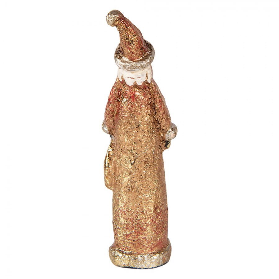 Clayre & Eef Dekofigur „Weihnachtsmann Schlank“ aus Polyresin in Rot-Gold, 4x3x12 cm (6PR6058)