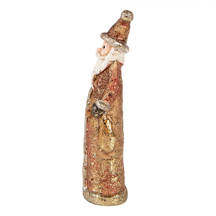 Clayre & Eef Dekofigur „Weihnachtsmann Schlank“ aus Polyresin in Rot-Gold, 4x3x12 cm (6PR6058)