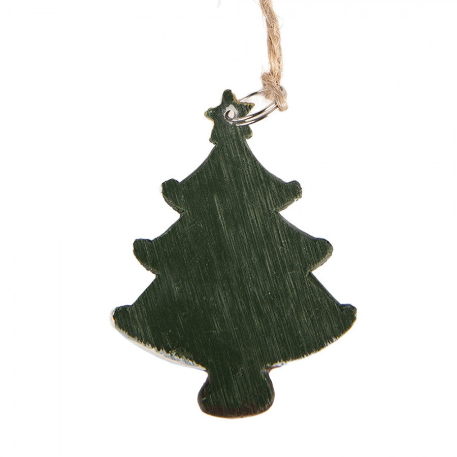 Weihnachtsbaum-Anhänger Tannenbaum mit Stern Polyresin Grün 3x1x5 cm von Clayre & Eef (6PR6146)