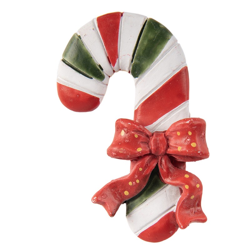 Kühlschrankmagnet Zuckerstange mit Schleife Rot Weiß Grün 5x1x9 cm von Clayre & Eef (6PR6152)
