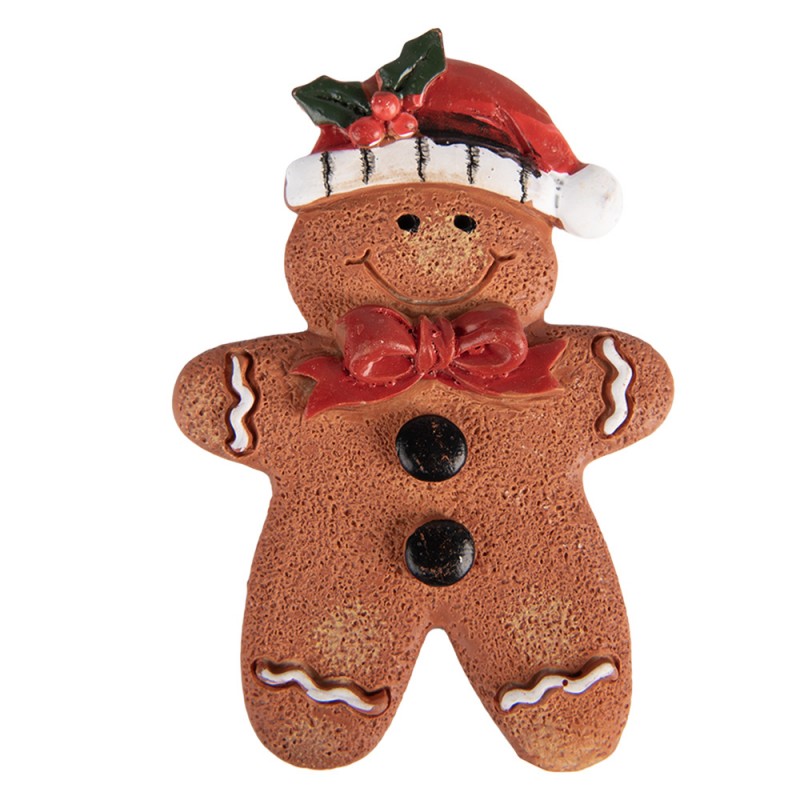 Kühlschrankmagnet Pfefferkuchenmann Lebkuchen Mütze Braun 6x1x9 cm von Clayre & Eef (6PR6153)