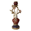 Barock-Kerzenständer Hase im Frack Bordeaux-Blau-Gold 14x11x31 cm Polyresin für Stabkerzen von Clayre & Eef (6PR6227)