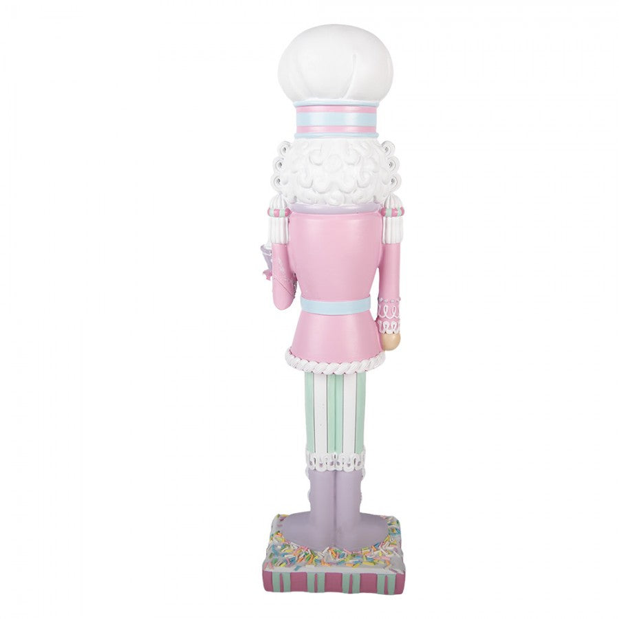 Pastell-Weihnachtsfigur Lebkuchen-Konditor mit Kochmütze & Cupcake Rosa-Mint Polyresin 13x11x47 cm von Clayre & Eef (6PR6235)