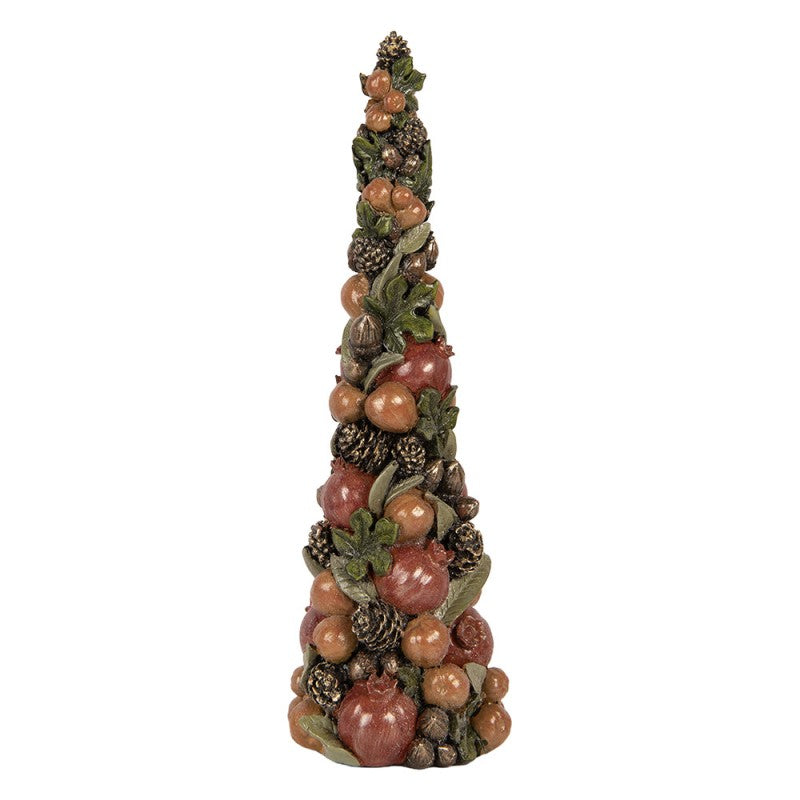 Deko-Weihnachtsbaum Fruchtturm mit Granatäpfeln & Nüssen Braun Rot Ø 12x37 cm von Clayre & Eef (6PR6263)