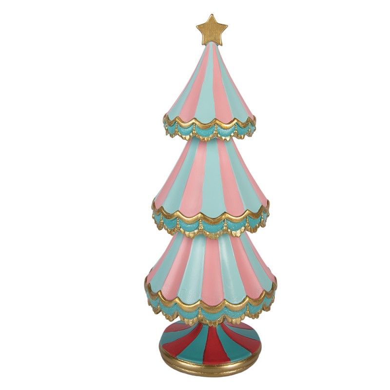 Deko-Weihnachtsbaum Zirkus gestreift mit Stern Blau Rosa Ø 15x38 cm von Clayre & Eef (6PR6271)