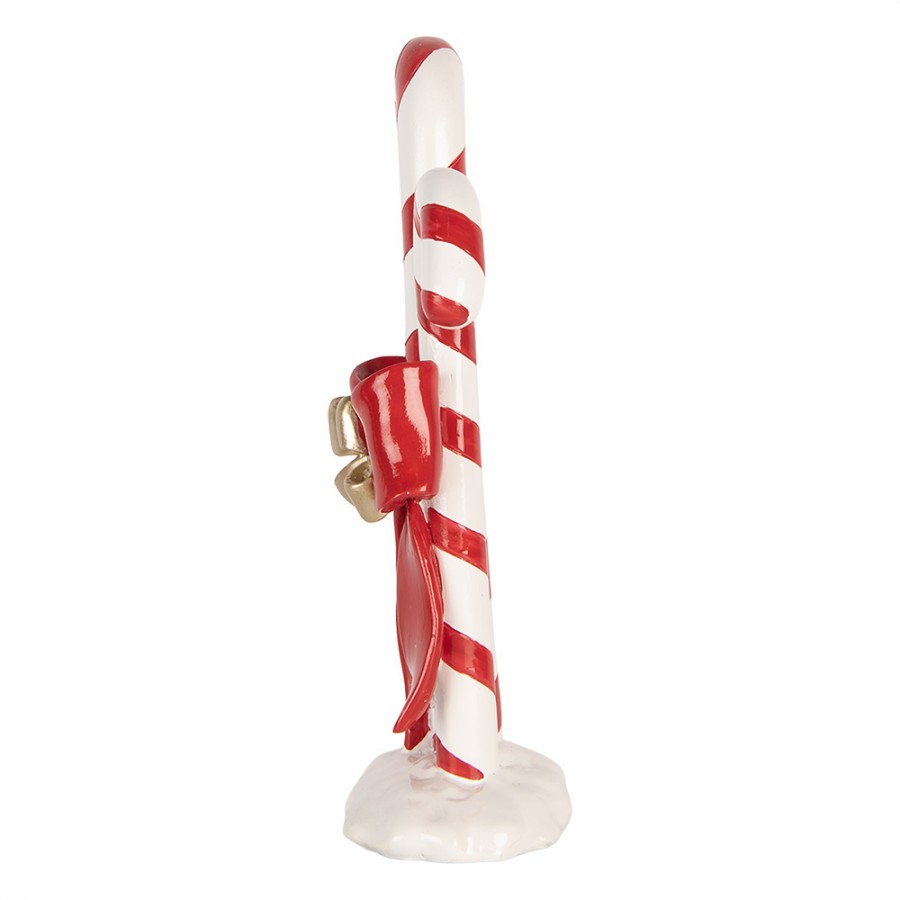 Weihnachtsdekorationsfigur zwei Zuckerstangen rot goldene Schleife 16x8x26 cm von Clayre & Eef (6PR6277)