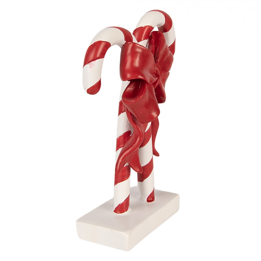 Weihnachtsdekorationsfigur gekreuzte Zuckerstangen rote Schleife 12x5x16 cm von Clayre & Eef (6PR6278)