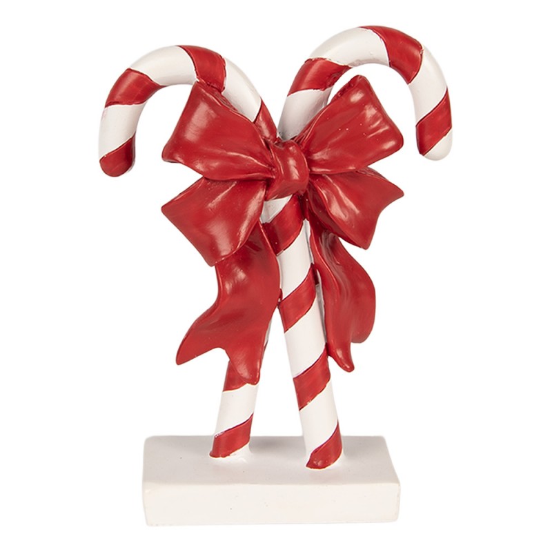 Weihnachtsdekorationsfigur gekreuzte Zuckerstangen rote Schleife 12x5x16 cm von Clayre & Eef (6PR6278)