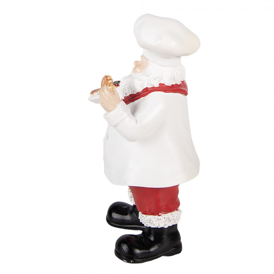 Clayre & Eef Dekofigur „Weihnachtsmann in der Weihnachtsbäckerei“ aus Polyresin in Rot-Weiß, 11x8x18 cm (6PR6280)