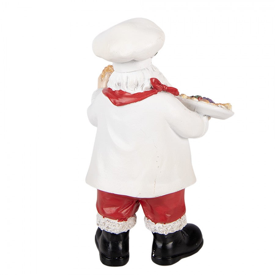 Clayre & Eef Dekofigur „Weihnachtsmann in der Weihnachtsbäckerei“ aus Polyresin in Rot-Weiß, 11x8x18 cm (6PR6280)