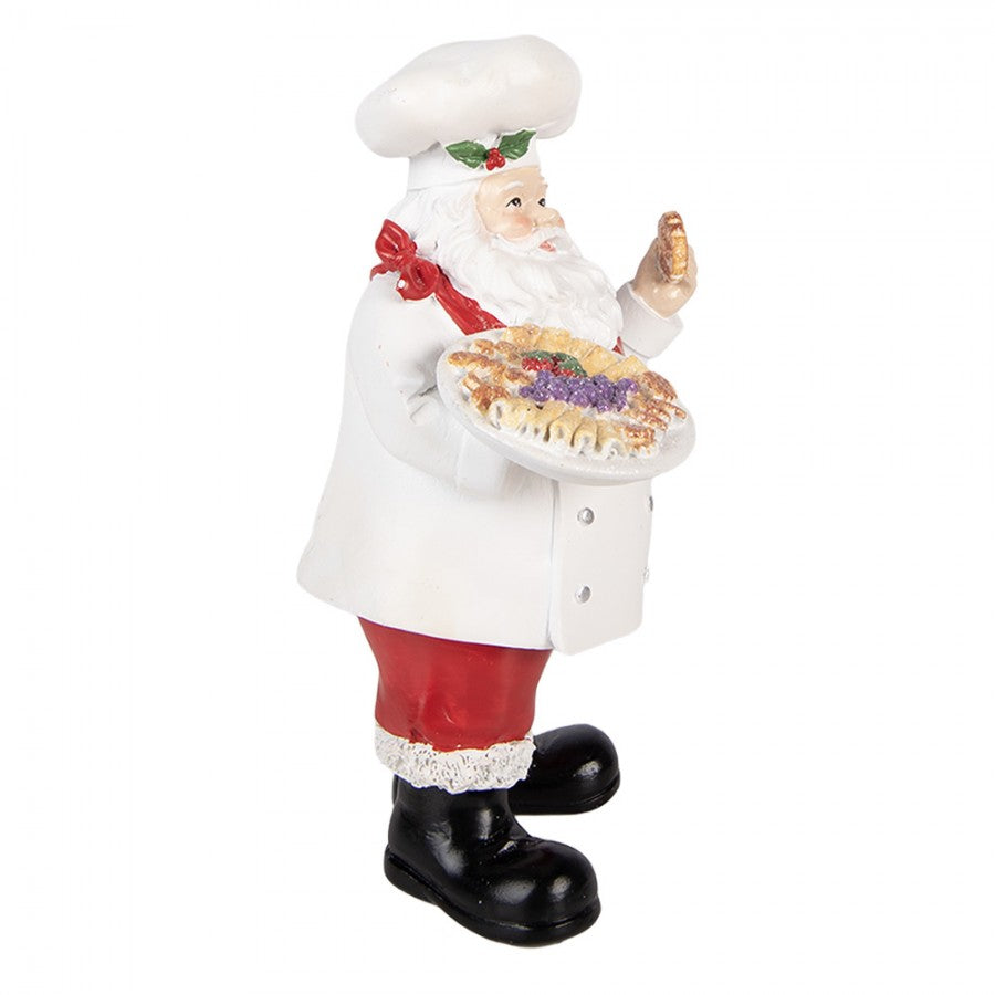 Clayre & Eef Dekofigur „Weihnachtsmann in der Weihnachtsbäckerei“ aus Polyresin in Rot-Weiß, 11x8x18 cm (6PR6280)