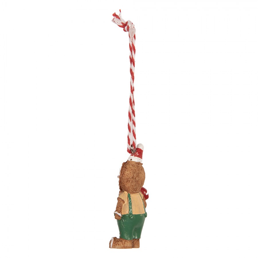 Weihnachtsanhänger Pfefferkuchenmann mit Zuckerstange Christbaumschmuck Polyresin Bunt 3x1x6 cm von Clayre & Eef (6PR6283)