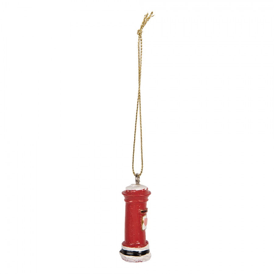Nostalgischer Weihnachtsanhänger Briefkasten mit Herz Rot-Weiß Polyresin Ø 2x4 cm von Clayre & Eef (6PR6284)