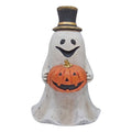 Halloween Dekofigur Geist mit Zylinder & Kürbis Weiß-Orange 31x28x50 cm von Clayre & Eef (6PR6286)