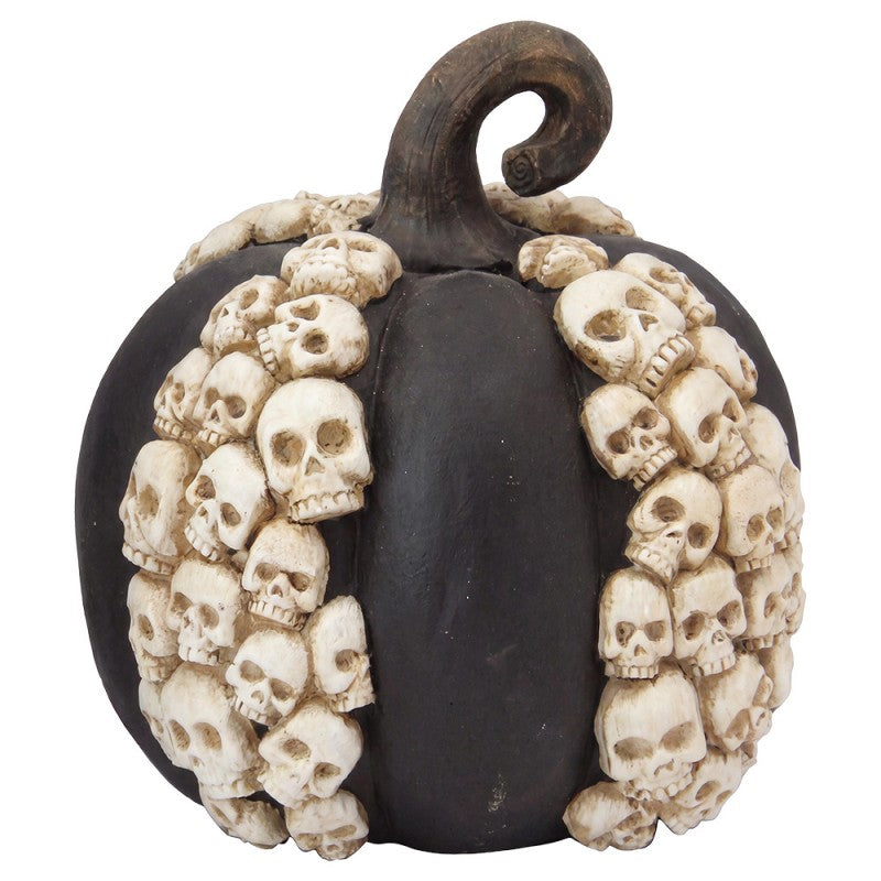 Halloween Deko-Kürbis Gothic Totenkopf XXL Schwarz-Beige 36x35x37 cm von Clayre & Eef (6PR6292)