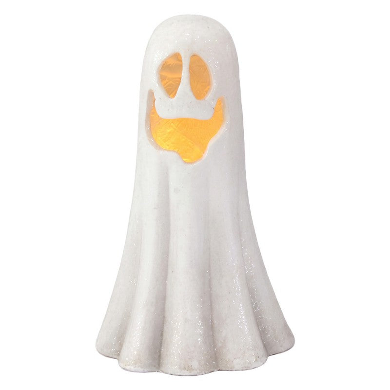 Halloween Dekofigur Geist Bettlaken Glitzer Weiß 23x17x39 cm von Clayre & Eef (6PR6297)