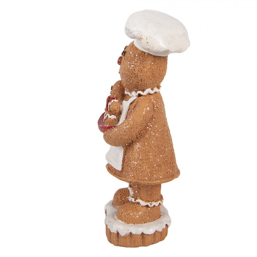 Weihnachtsfigur Pfefferkuchenfrau mit Kind Bäckerin Polyresin Glitzer 7x6x15 cm von Clayre & Eef (6PR6302)