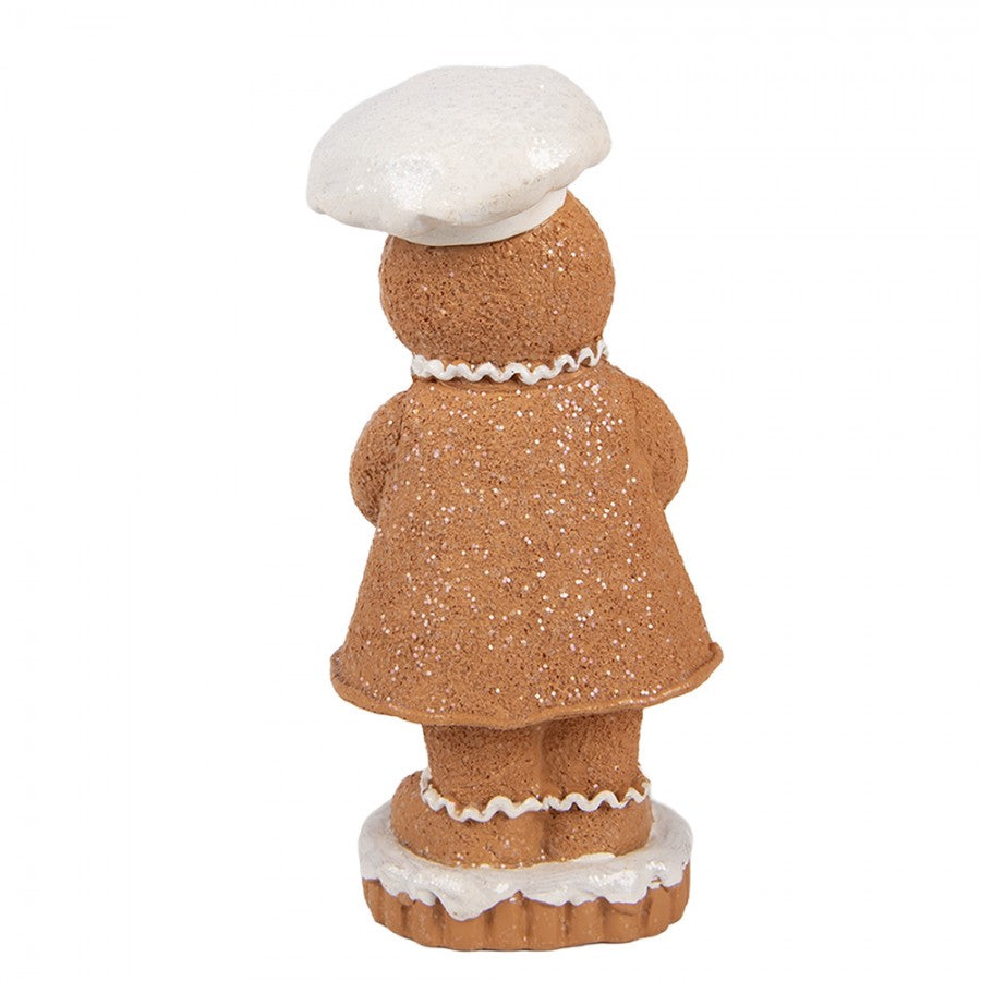 Weihnachtsfigur Pfefferkuchenfrau mit Kind Bäckerin Polyresin Glitzer 7x6x15 cm von Clayre & Eef (6PR6302)