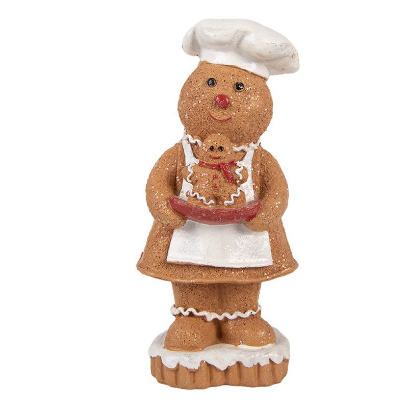 Weihnachtsfigur Pfefferkuchenfrau mit Kind Bäckerin Polyresin Glitzer 7x6x15 cm von Clayre & Eef (6PR6302)
