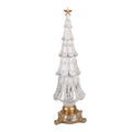 Deko-Weihnachtsbaum Barock mit Stern & Zierfuß Weiß Gold Ø 9x30 cm von Clayre & Eef (6PR6309)