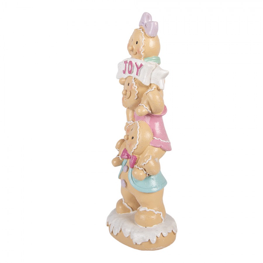 Weihnachtsfigur Pfefferkuchen Turm JOY Banner Pastell Polyresin 11x9x30 cm von Clayre & Eef (6PR6310)