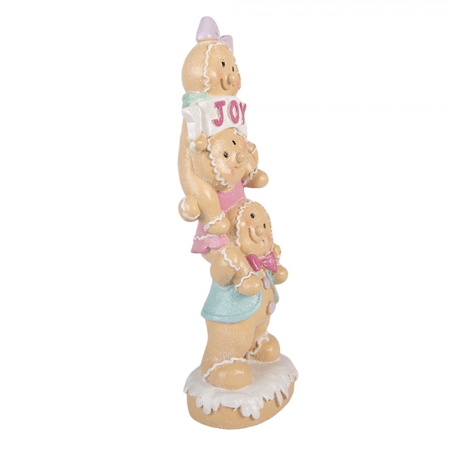 Weihnachtsfigur Pfefferkuchen Turm JOY Banner Pastell Polyresin 11x9x30 cm von Clayre & Eef (6PR6310)