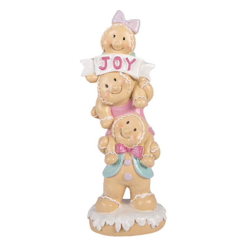 Weihnachtsfigur Pfefferkuchen Turm JOY Banner Pastell Polyresin 11x9x30 cm von Clayre & Eef (6PR6310)