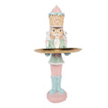 Pastell-Weihnachtsfigur Candyland Nussknacker-Butler mit Tablett Rosa-Mint Polyresin 18x16x41 cm von Clayre & Eef (6PR6312)