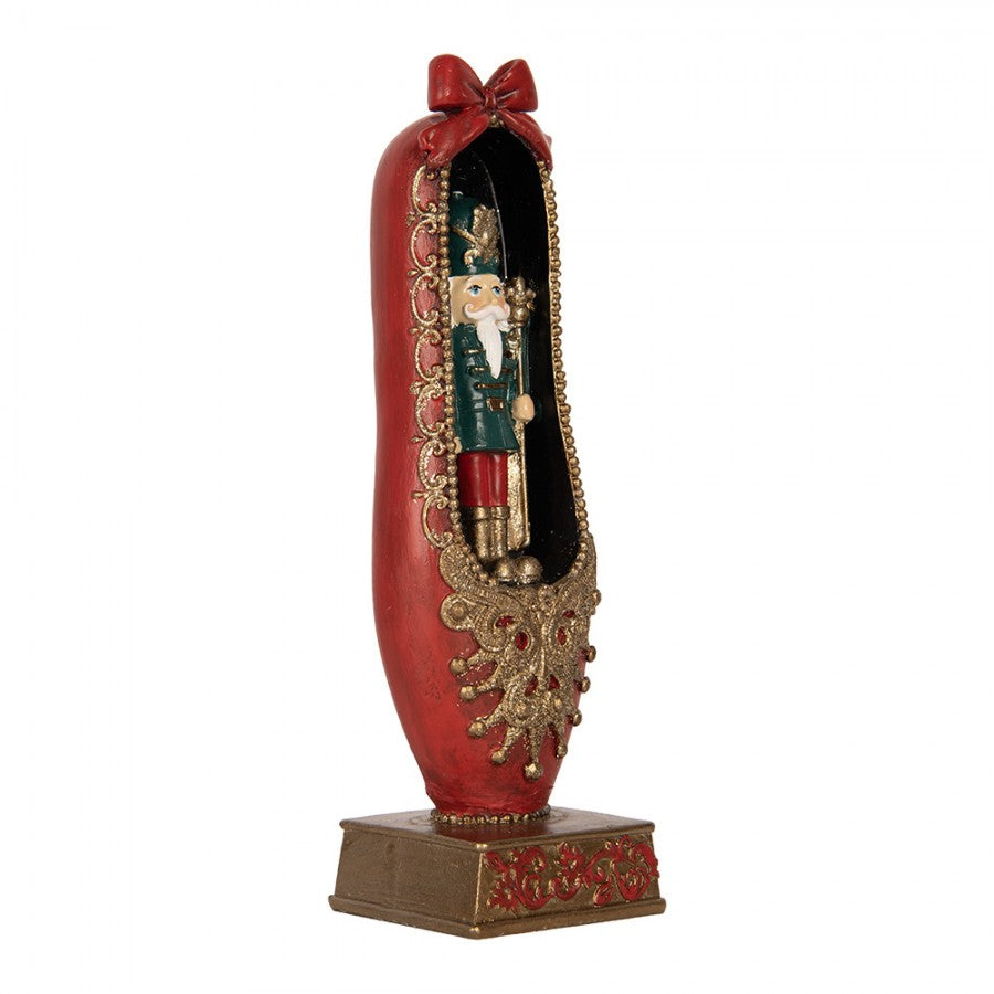 Nostalgische Weihnachtsfigur Nussknacker im Prunkschuh Rot-Gold Polyresin 6x6x19 cm von Clayre & Eef (6PR6315)