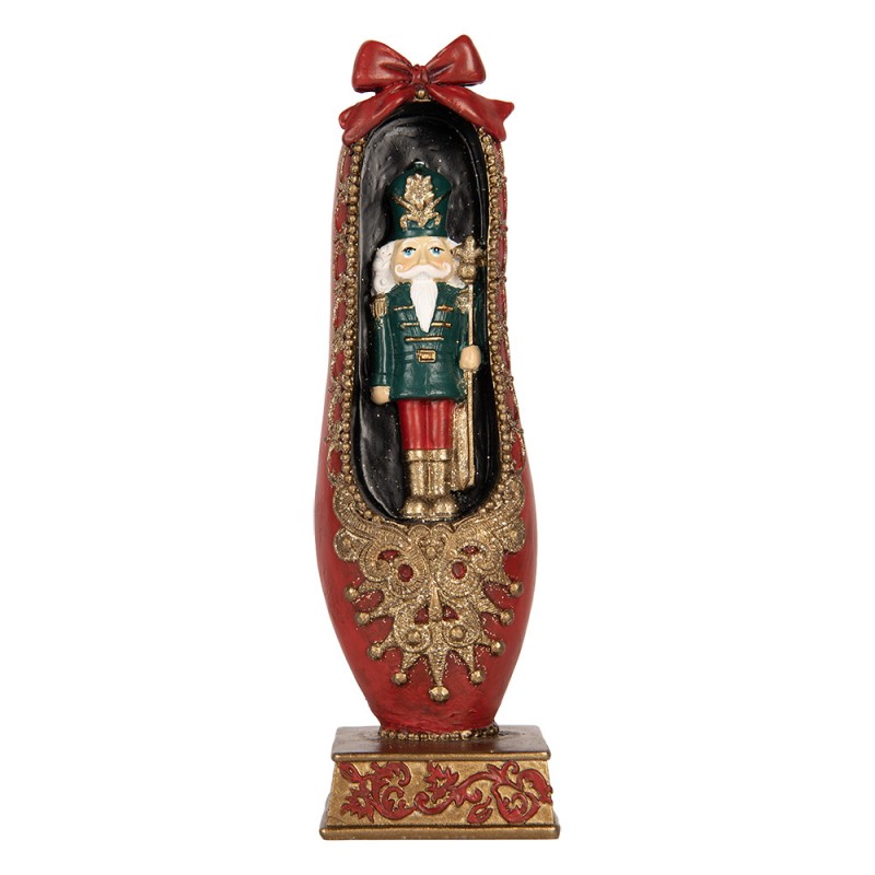 Nostalgische Weihnachtsfigur Nussknacker im Prunkschuh Rot-Gold Polyresin 6x6x19 cm von Clayre & Eef (6PR6315)