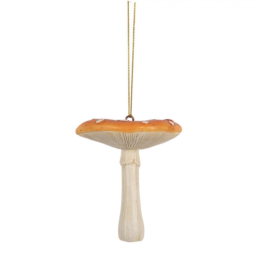 Deko-Anhänger Schirmpilz mit Lamellen Orange-Rot Ø 7x8 cm Polyresin von Clayre & Eef (6PR6328)