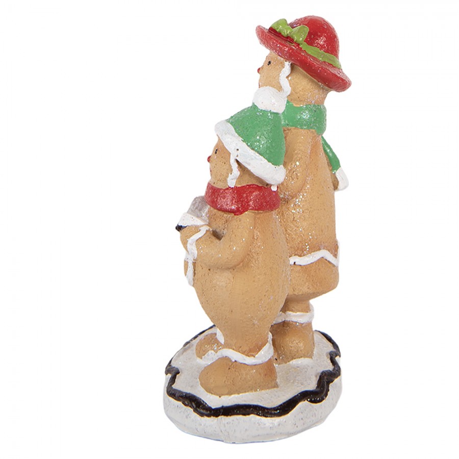 Weihnachtsfigur Pfefferkuchen Chor Sängerpaar Polyresin Glitzer Bunt 10x6x13 cm von Clayre & Eef (6PR6332)