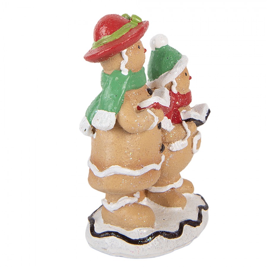Weihnachtsfigur Pfefferkuchen Chor Sängerpaar Polyresin Glitzer Bunt 10x6x13 cm von Clayre & Eef (6PR6332)