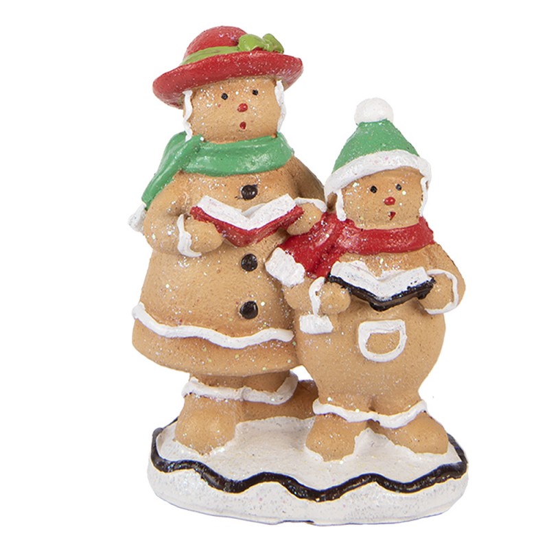 Weihnachtsfigur Pfefferkuchen Chor Sängerpaar Polyresin Glitzer Bunt 10x6x13 cm von Clayre & Eef (6PR6332)