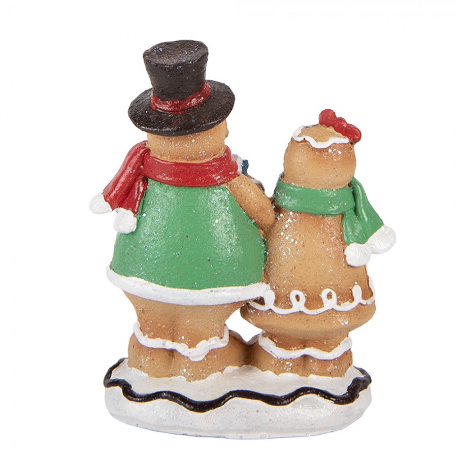 Weihnachtsfigur Pfefferkuchen Chor Sängerpaar Zylinder Polyresin Glitzer 10x6x13 cm von Clayre & Eef (6PR6333)