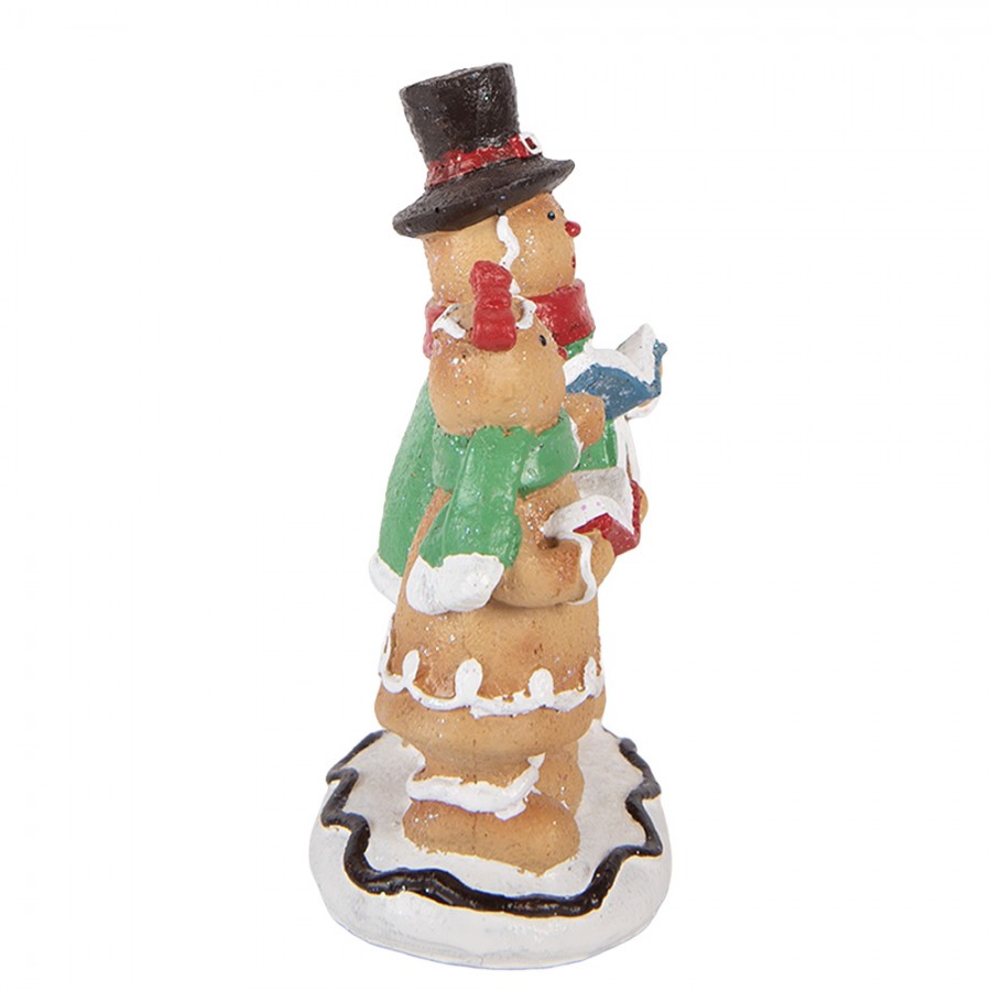 Weihnachtsfigur Pfefferkuchen Chor Sängerpaar Zylinder Polyresin Glitzer 10x6x13 cm von Clayre & Eef (6PR6333)