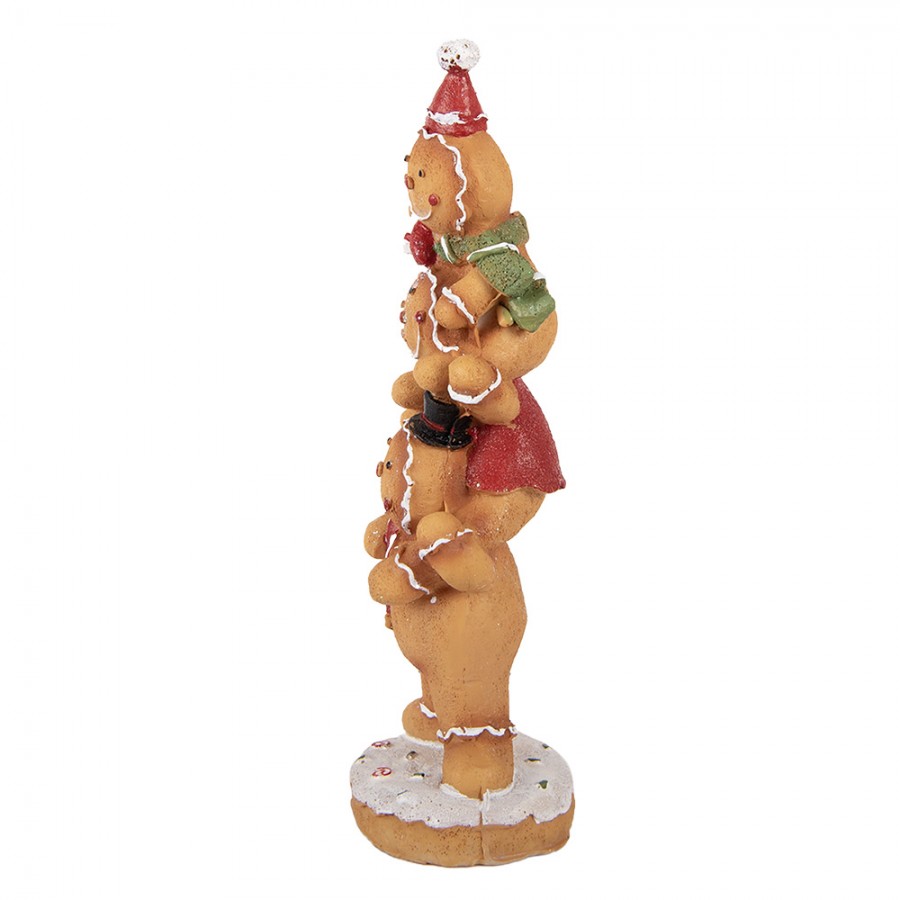 Weihnachtsfigur Pfefferkuchen Chor Gesangspaar Polyresin Glitzer 10x8x27 cm von Clayre & Eef (6PR6334)
