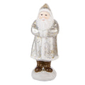 Clayre & Eef Dekofigur „Weihnachtsmann Nostalgie“ aus Polyresin in Silber, 7x7x16 cm (6PR6336)