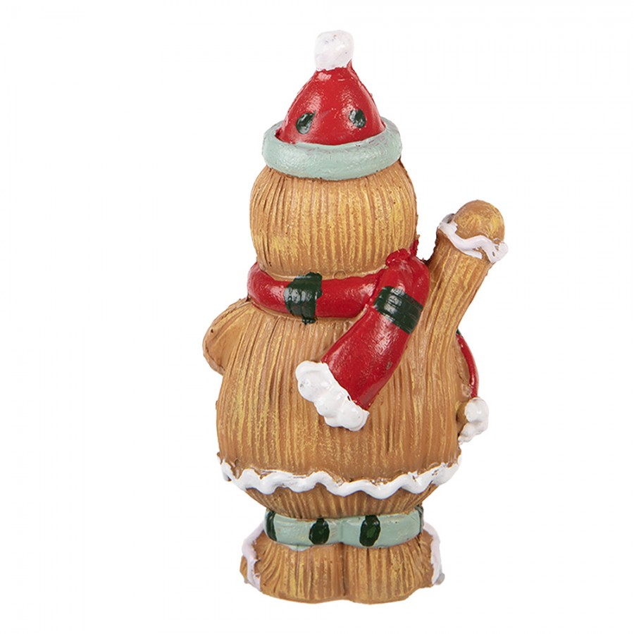 Weihnachtsfigur Pfefferkuchenmann winkend mit Törtchen Polyresin Bunt 5x4x9 cm von Clayre & Eef (6PR6338)