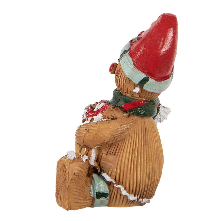 Weihnachtsfigur Pfefferkuchenmann sitzend mit Zuckerstange Polyresin Bunt 7x5x9 cm von Clayre & Eef (6PR6339)