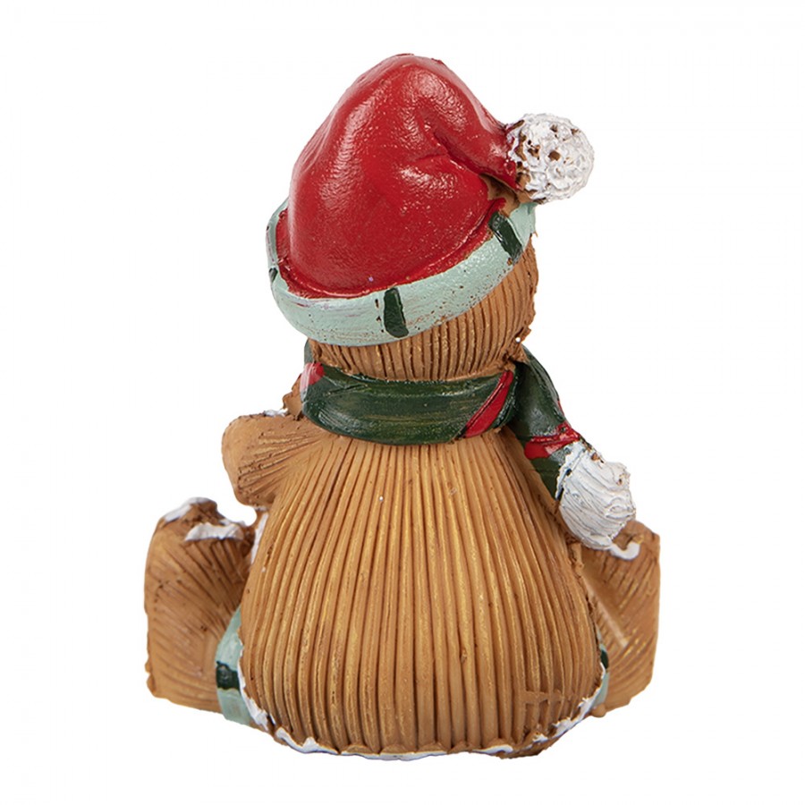 Weihnachtsfigur Pfefferkuchenmann sitzend mit Zuckerstange Polyresin Bunt 7x5x9 cm von Clayre & Eef (6PR6339)