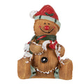 Weihnachtsfigur Pfefferkuchenmann sitzend mit Zuckerstange Polyresin Bunt 7x5x9 cm von Clayre & Eef (6PR6339)